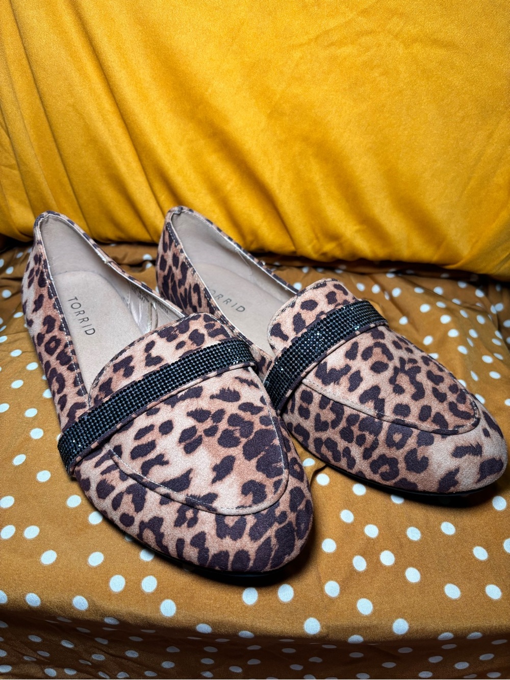 Torrid Size 8.5WW Leopard Print Loafers with Black Embellished Strap